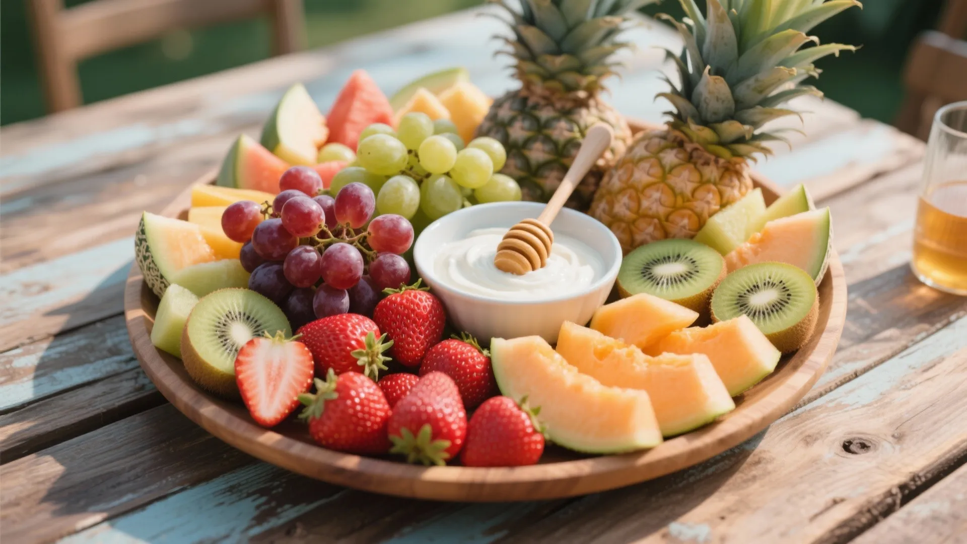 7. Fruit Platter with Honey Yogurt Dip