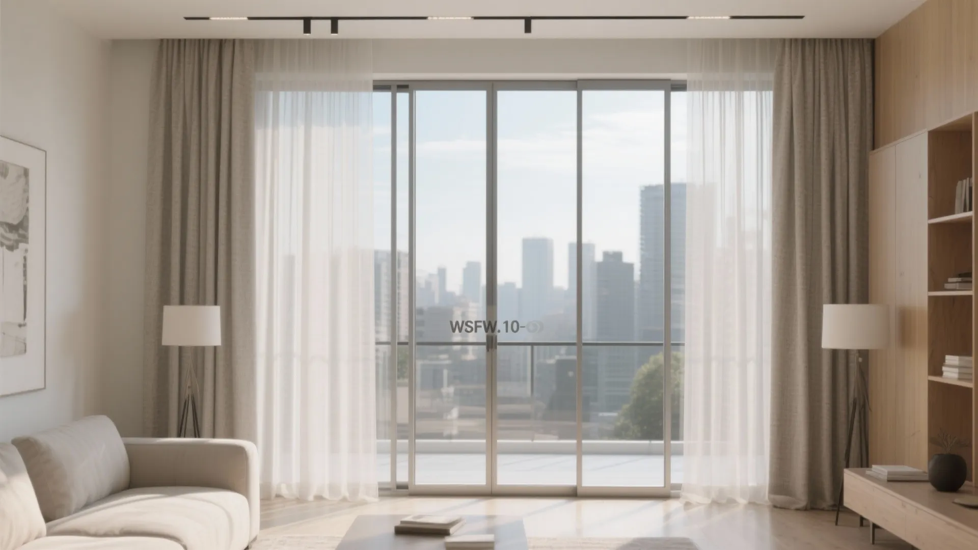 Floor-to-ceiling windows with layered privacy