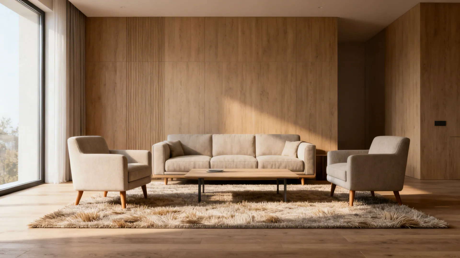 1. Full-coverage anchor (all furniture on the rug)