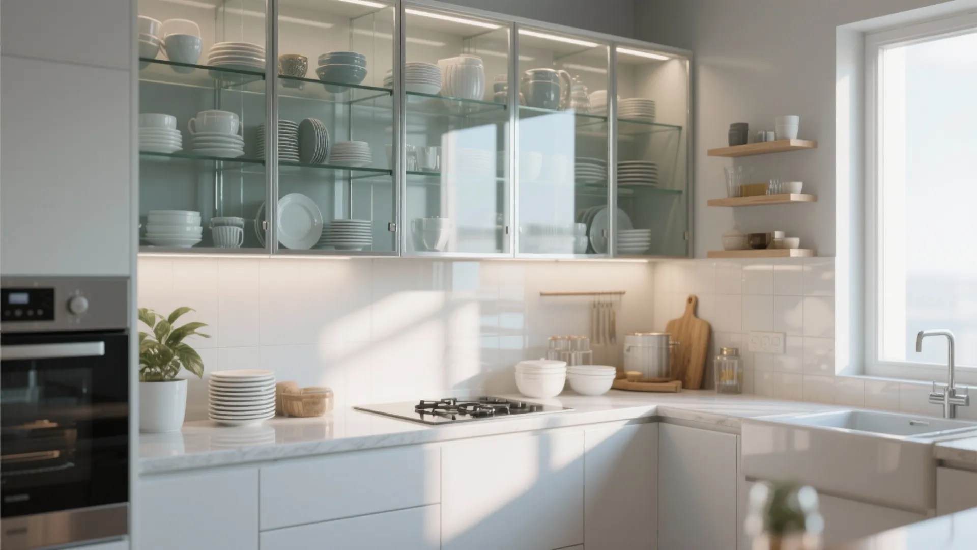 1. Full-Glass Insert Doors for Visual Depth