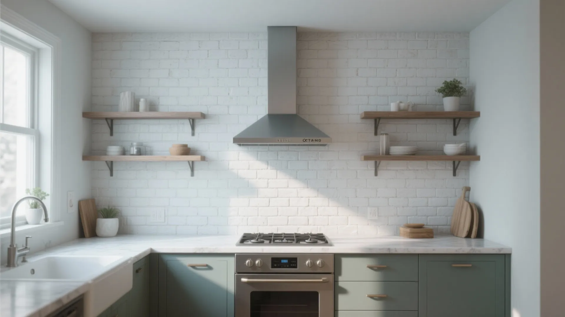 3. White brick with full-height feature wall