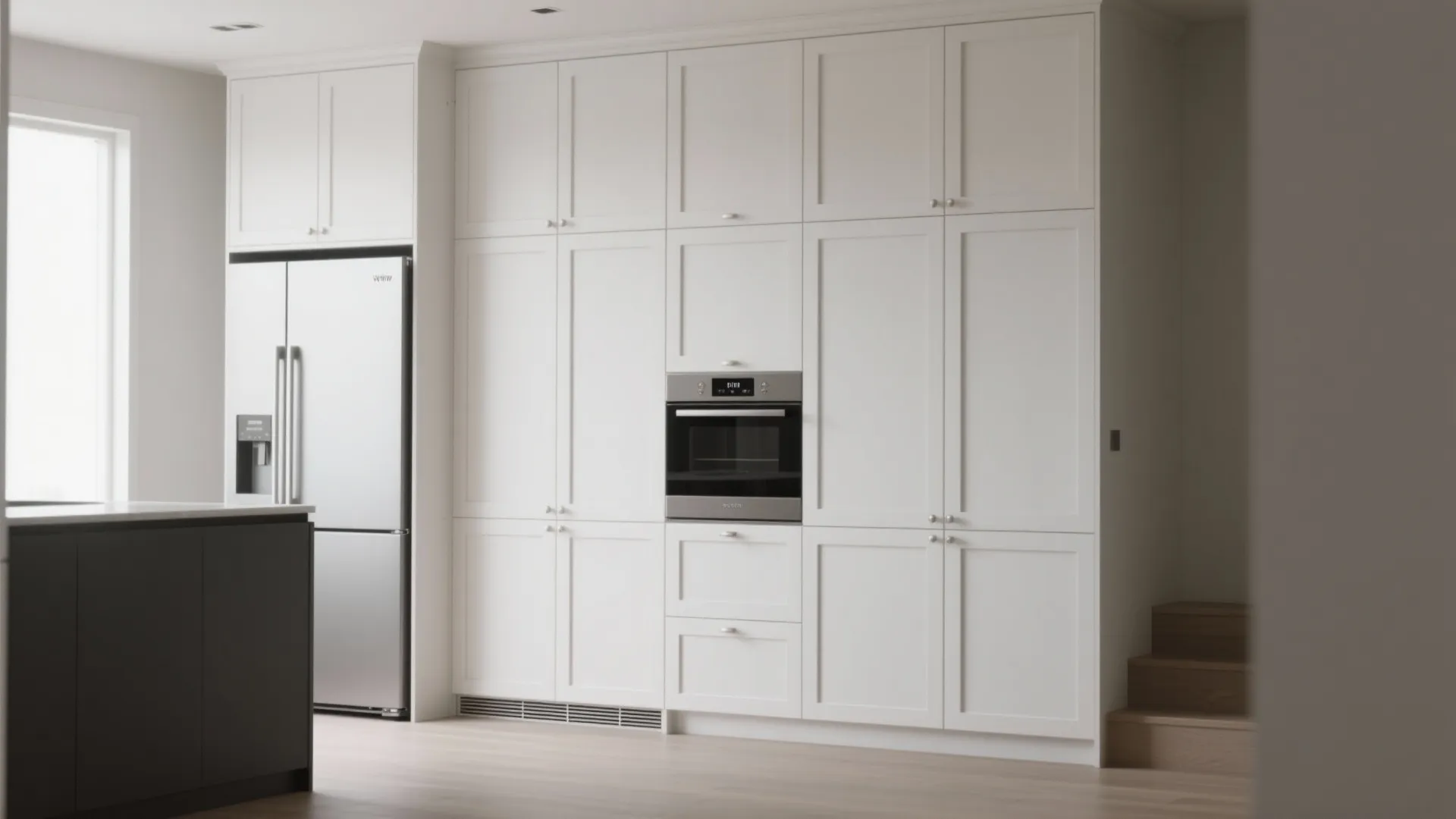 2. Full-height cabinets with integrated appliances