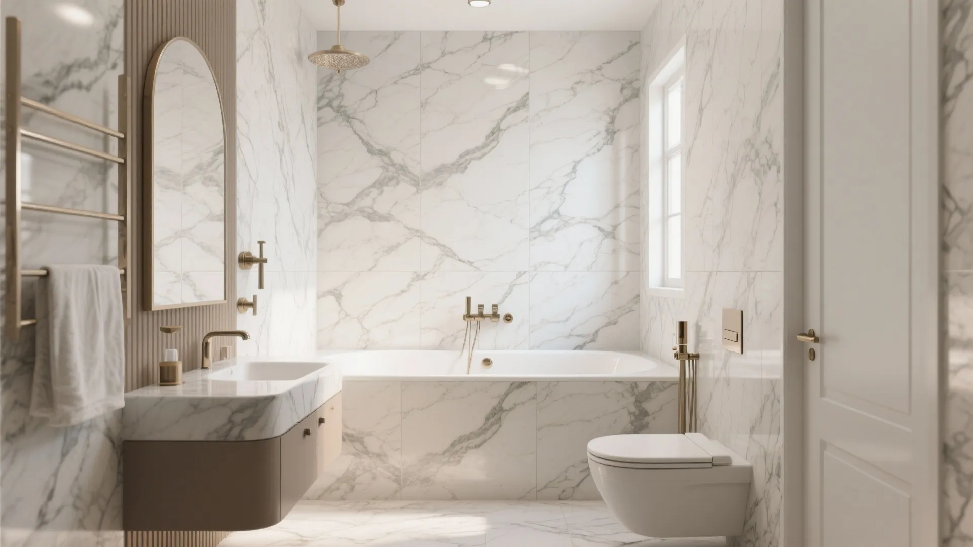 10. Full-Height Marble Effect