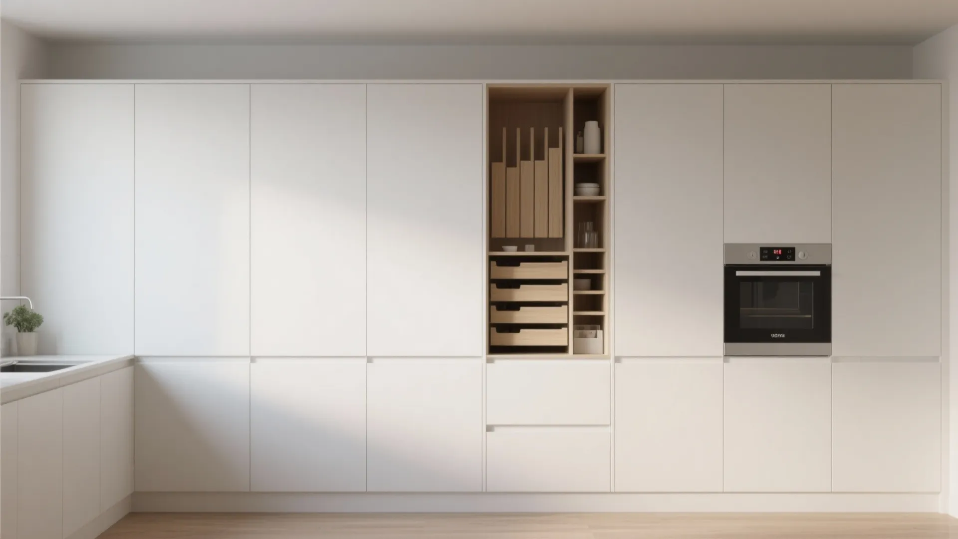 3. Use full-height white panels to hide clutter