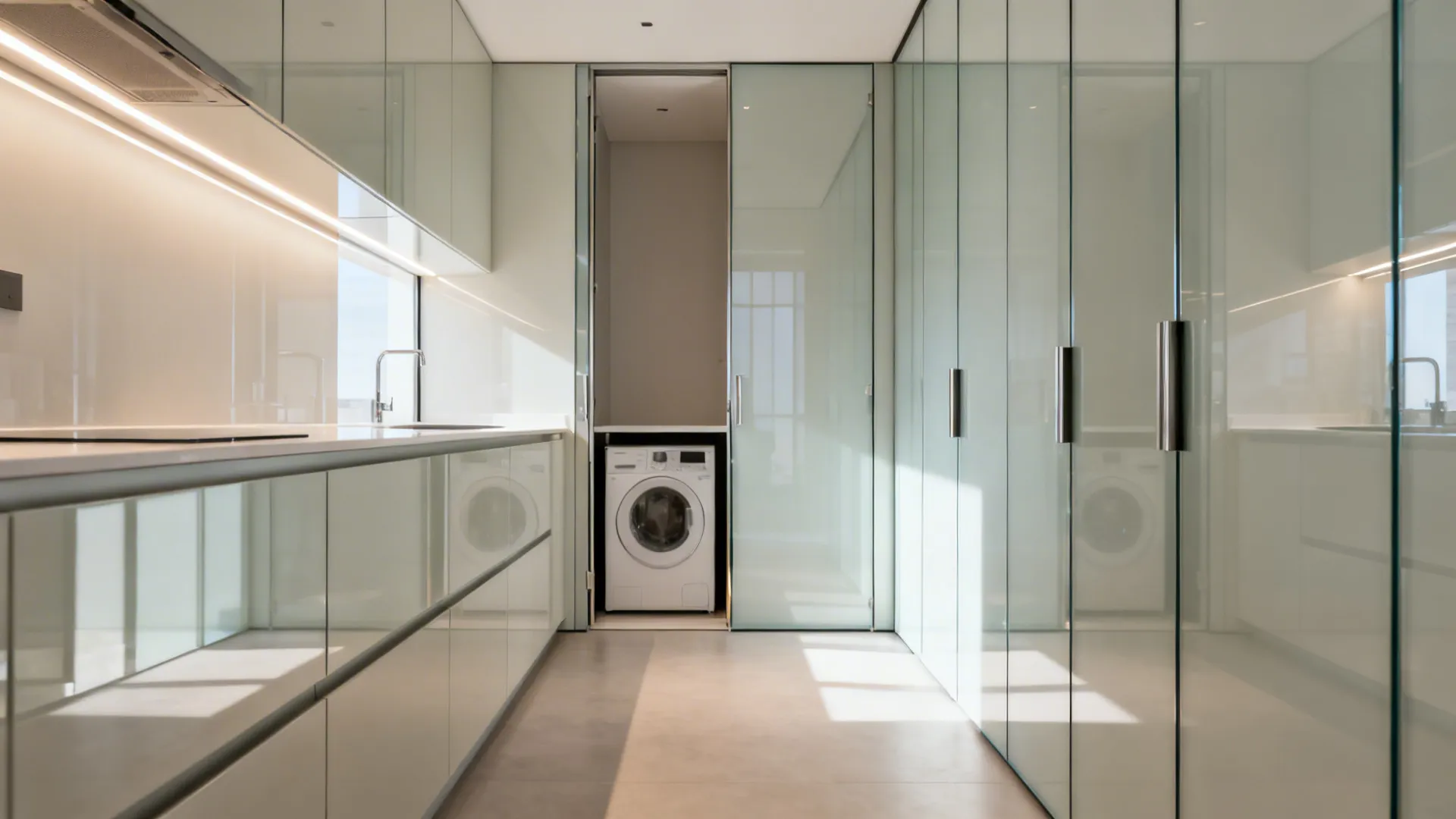 Full-height Lacquered Glass Wall Panels