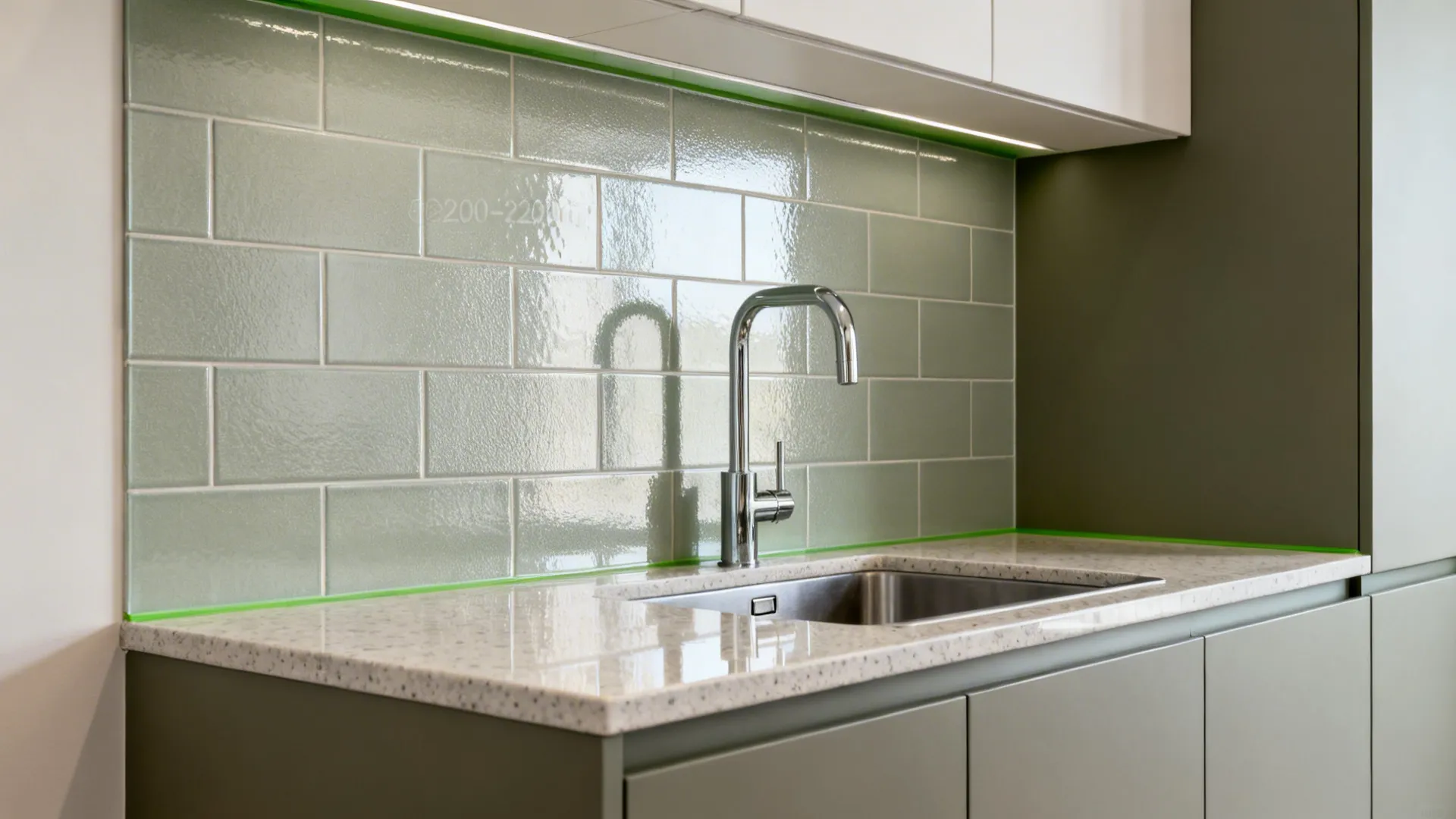 3) Full-Height Dado in Wet Zones: Sink Wall to 1,800–2,100 mm AFF