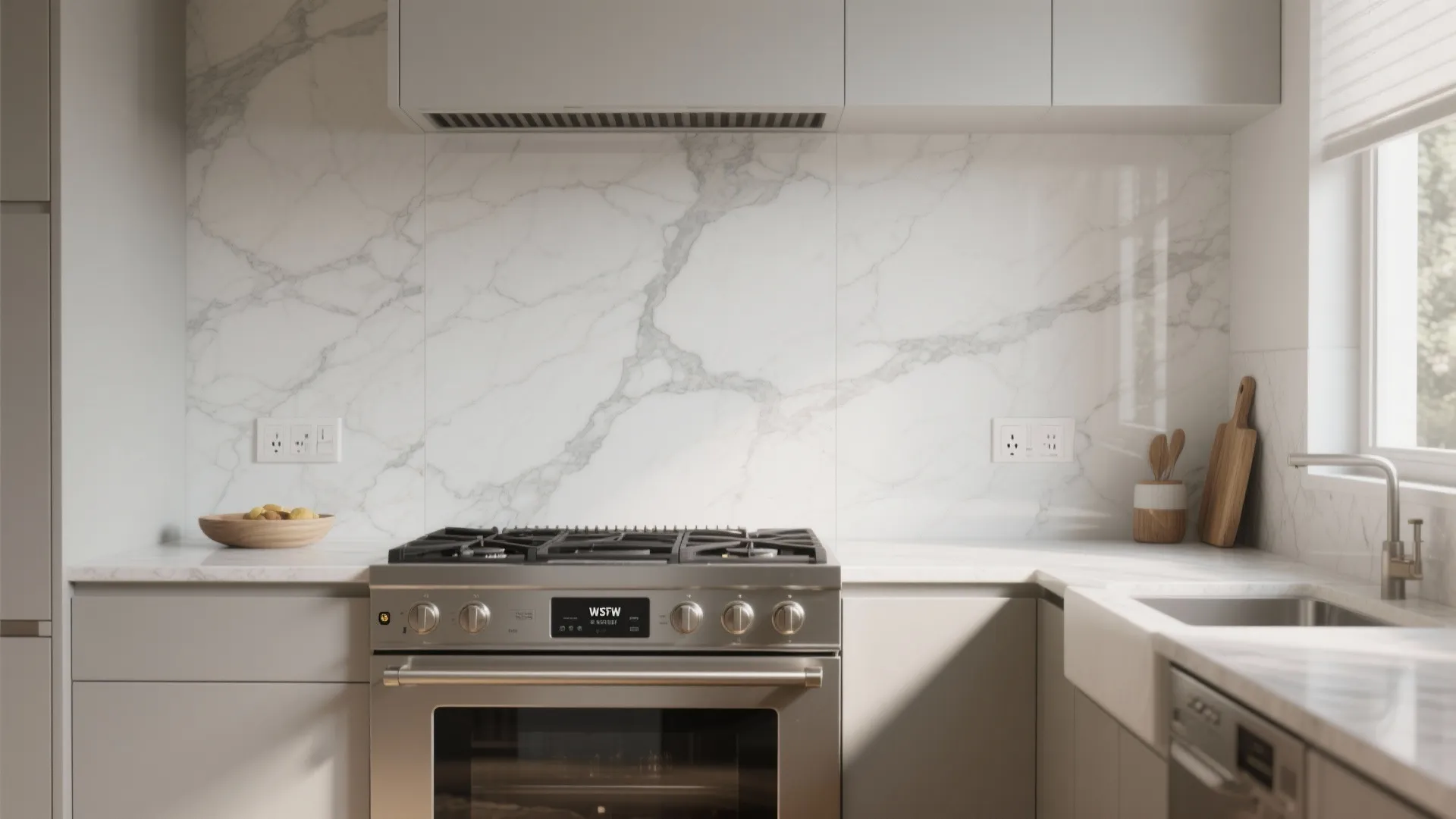 3. Full-height large-format slabs for a seamless luxury look