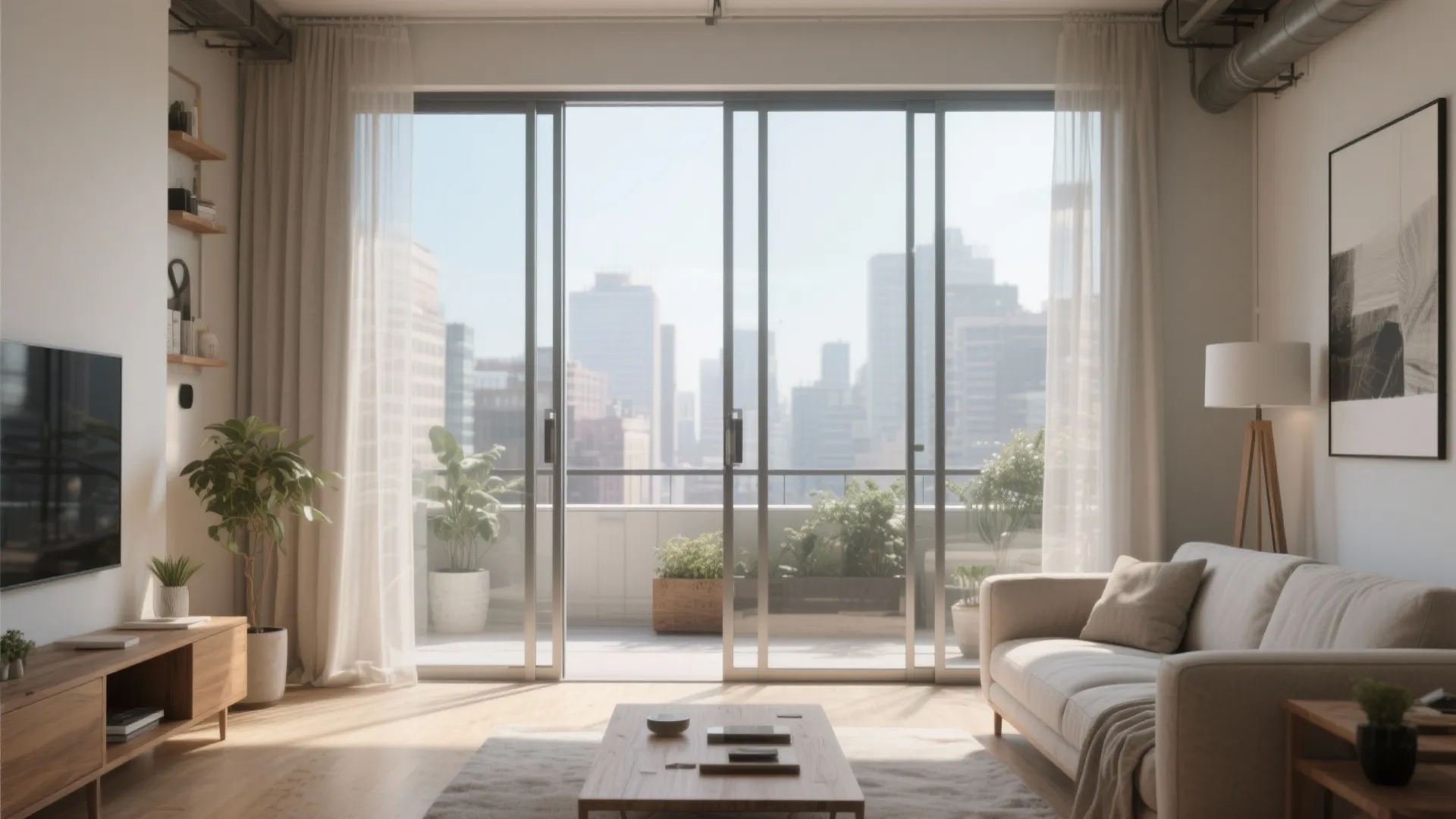 Floor-to-ceiling sliding doors to amplify daylight