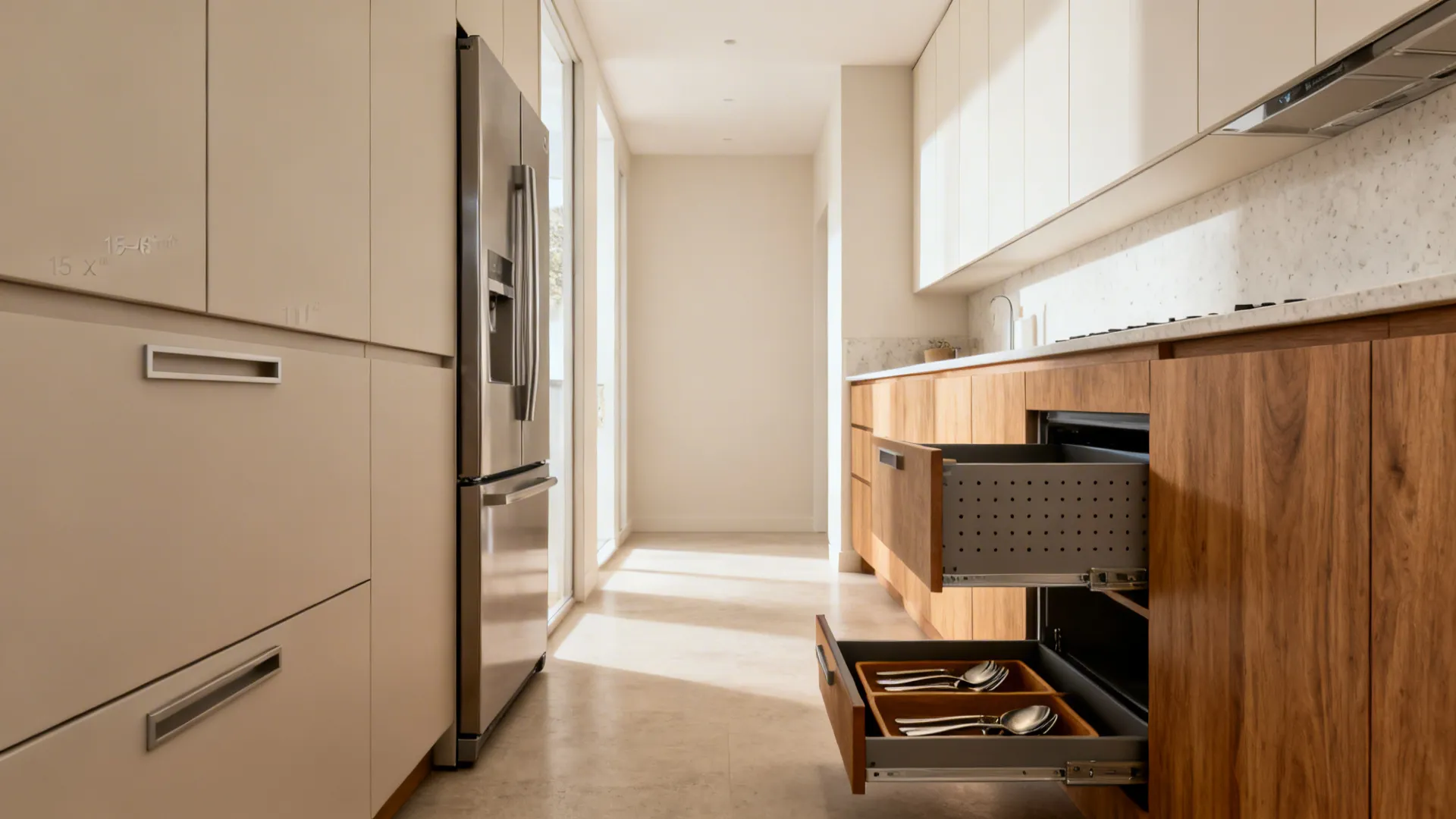 Minimalist storage with full-height cabinets