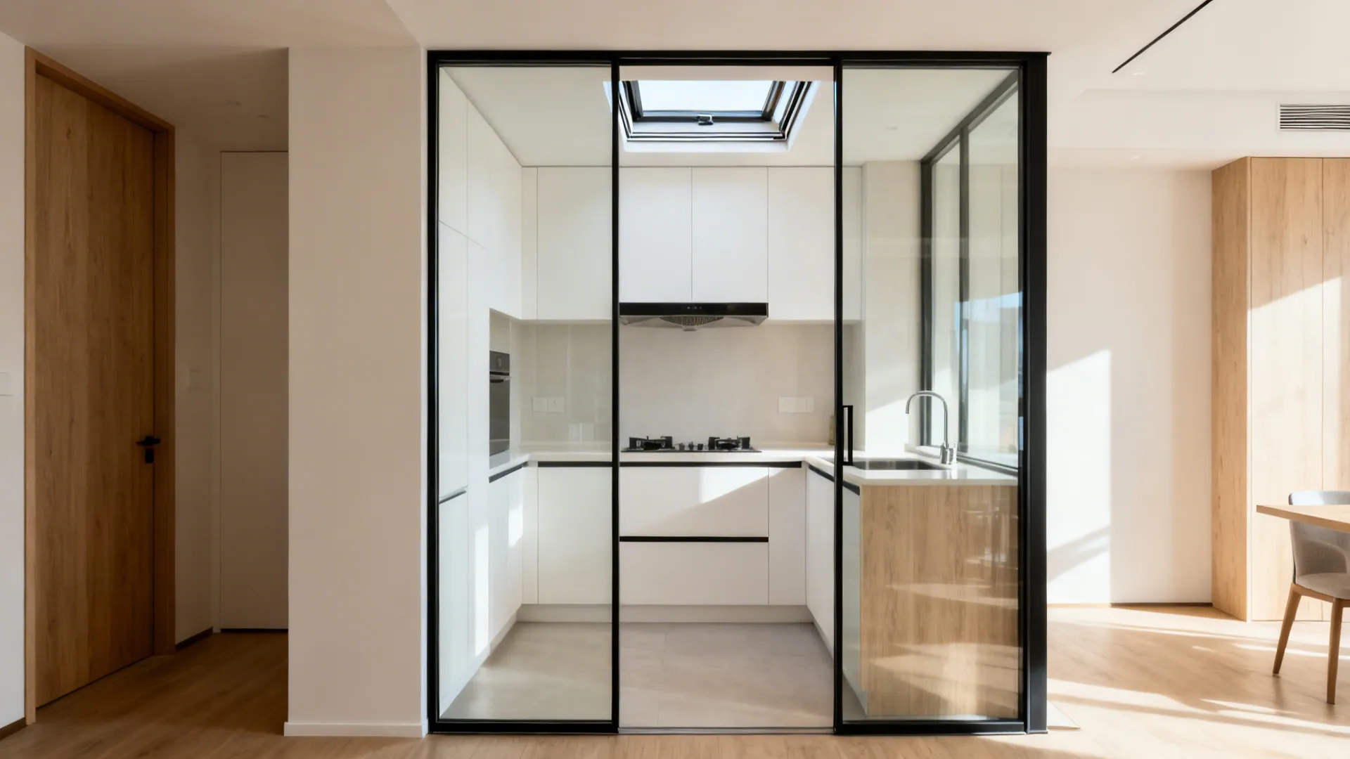 3) Floor-to-Ceiling Glass with Transoms for Ventilation