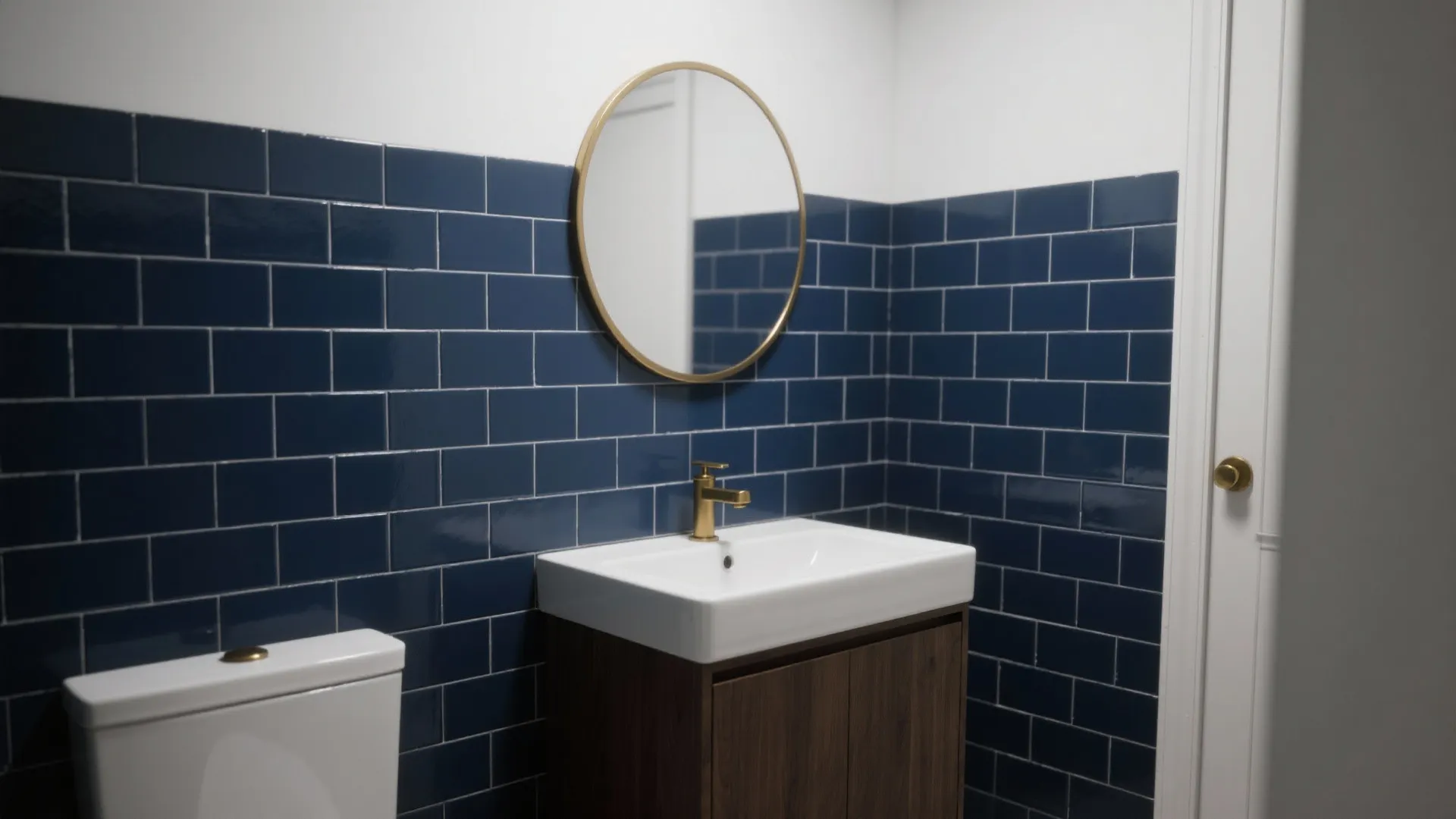 1. Full-height feature wall behind the vanity