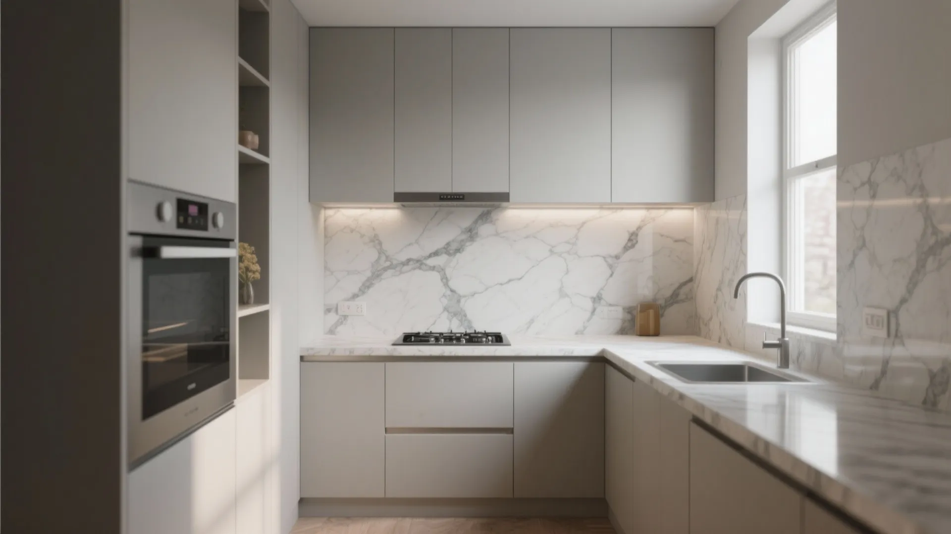 8. Full-Slab Stone Backsplash