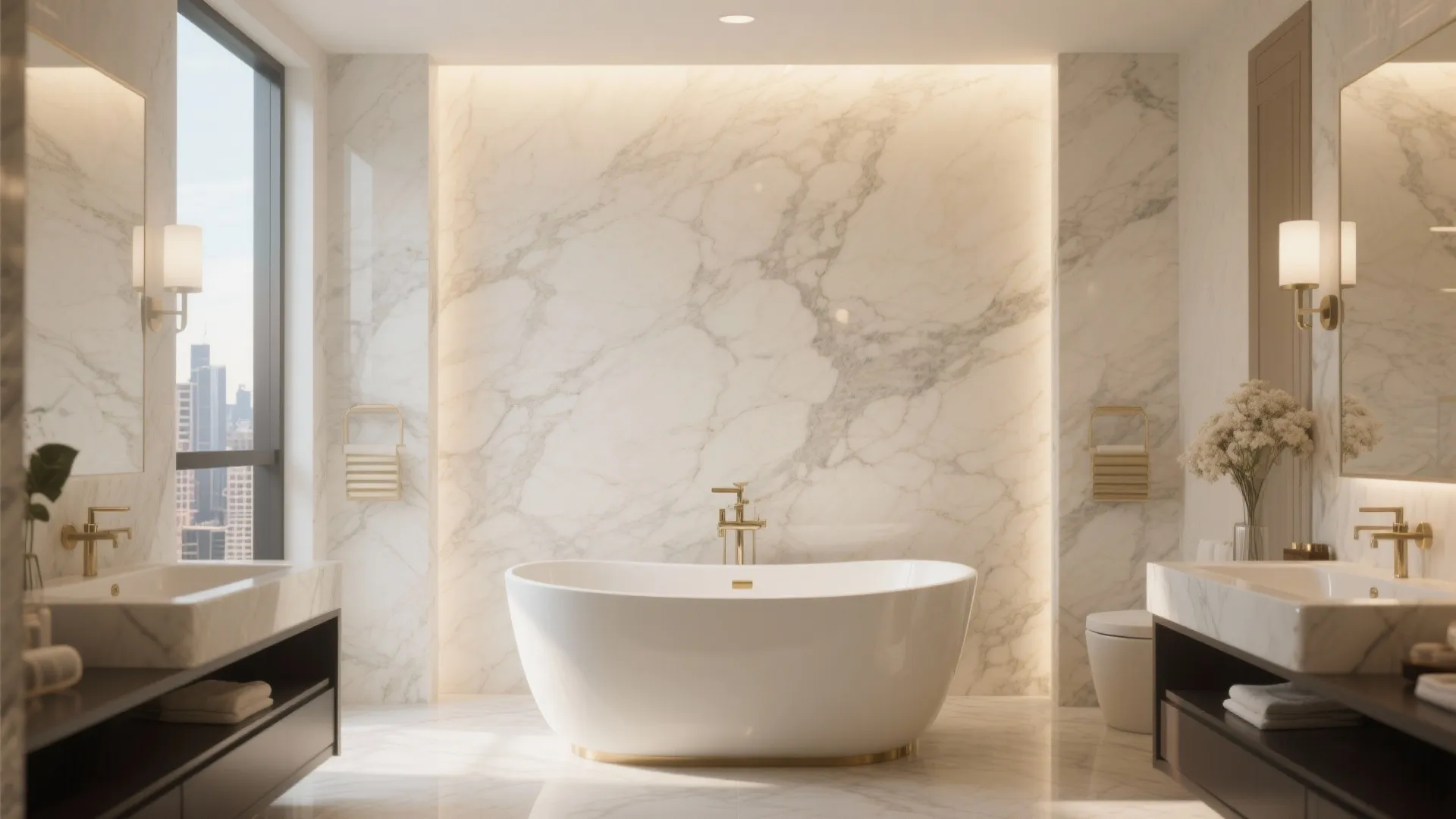 10. Full-Slab Marble Feature