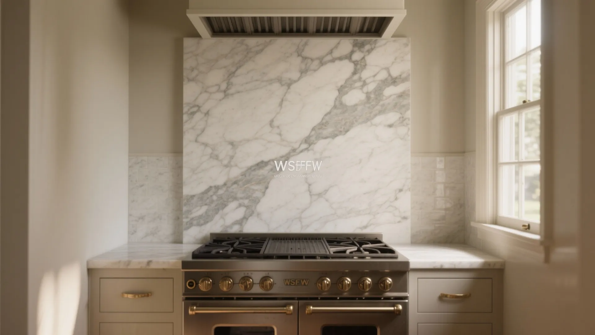 1. Full-height stone slab for a seamless look