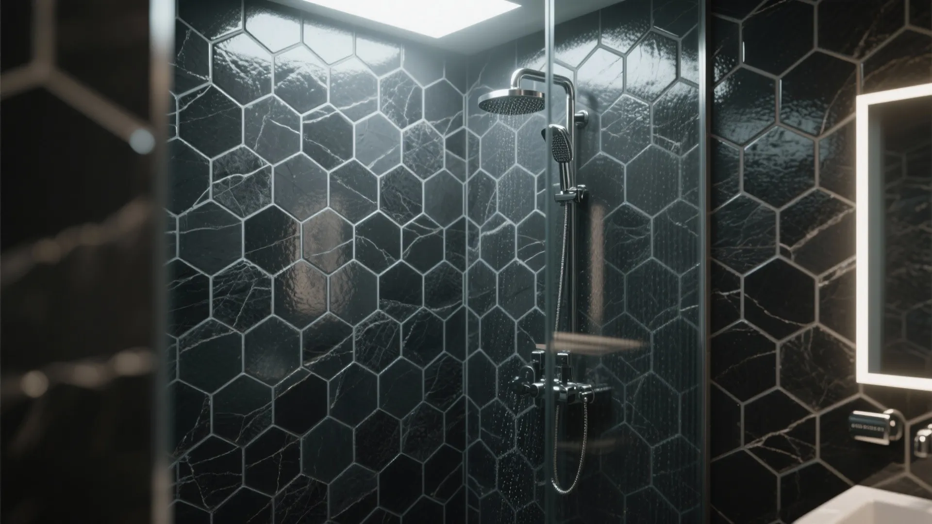 1. Full-wall feature with matte grout