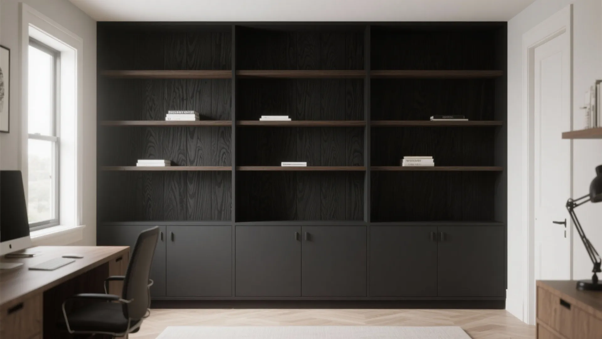 10. Full Wall Shelving Feature