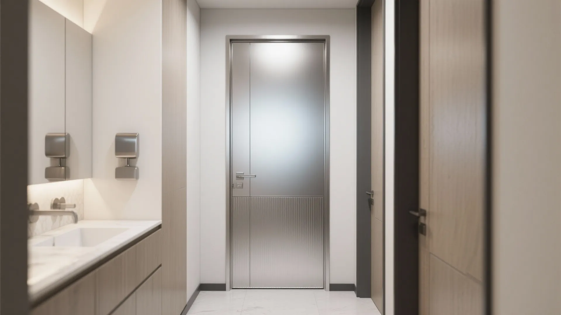 Full-height anodized aluminium gate with acoustic core