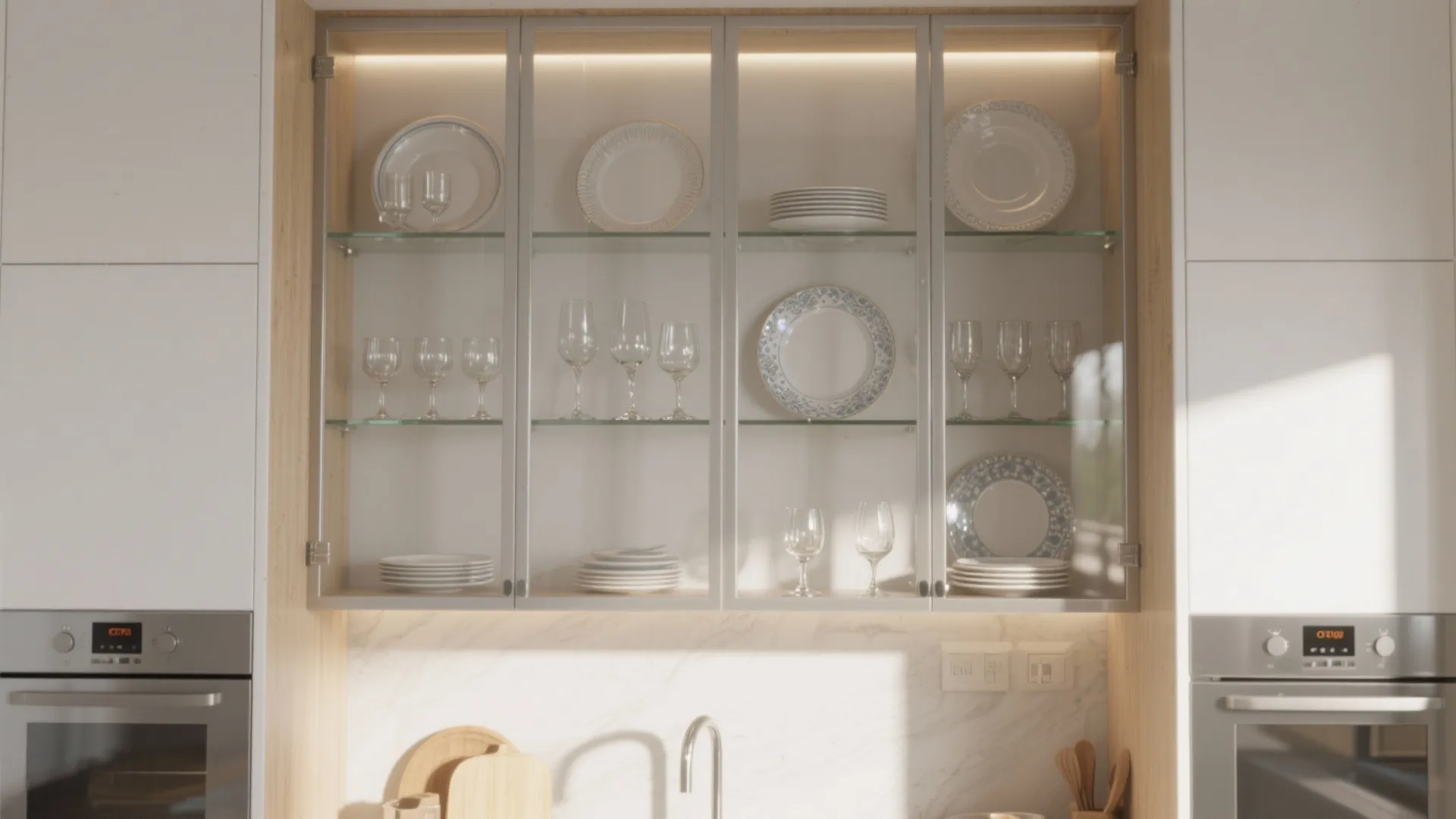 1. Full-height glass display for a jewelry-box effect