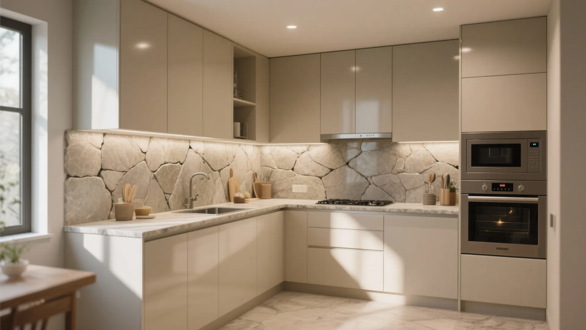 Full-height Stone Splash for Integrated Look