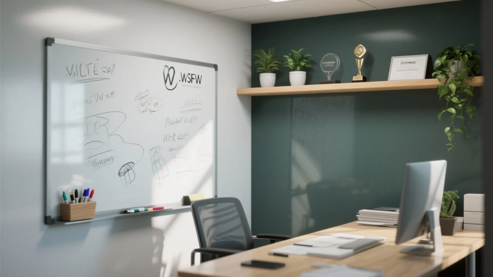 2. Functional Accent Wall: Whiteboard + Inspiration