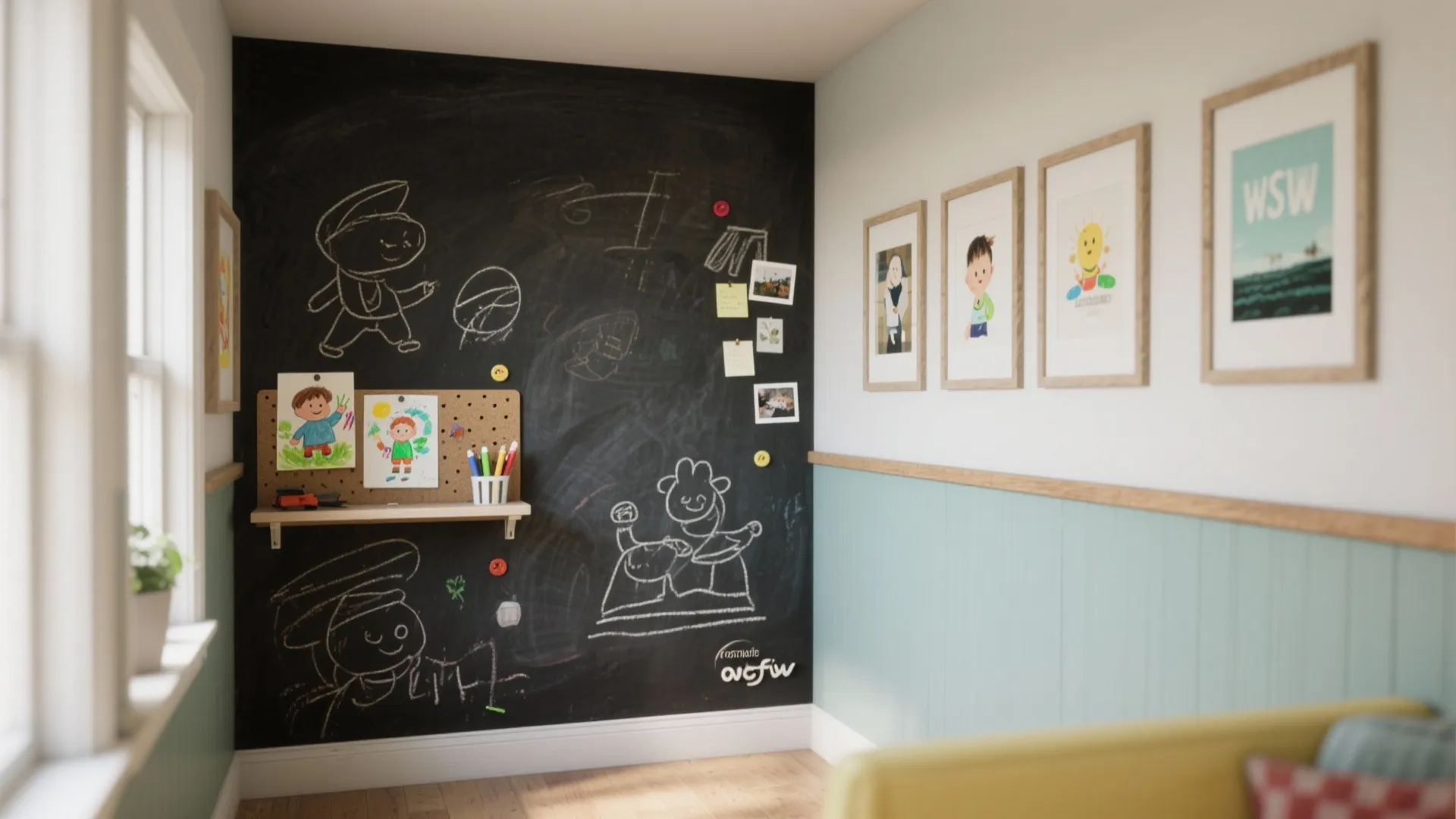 5. Functional feature—chalkboard, magnetic paint or gallery-ready base