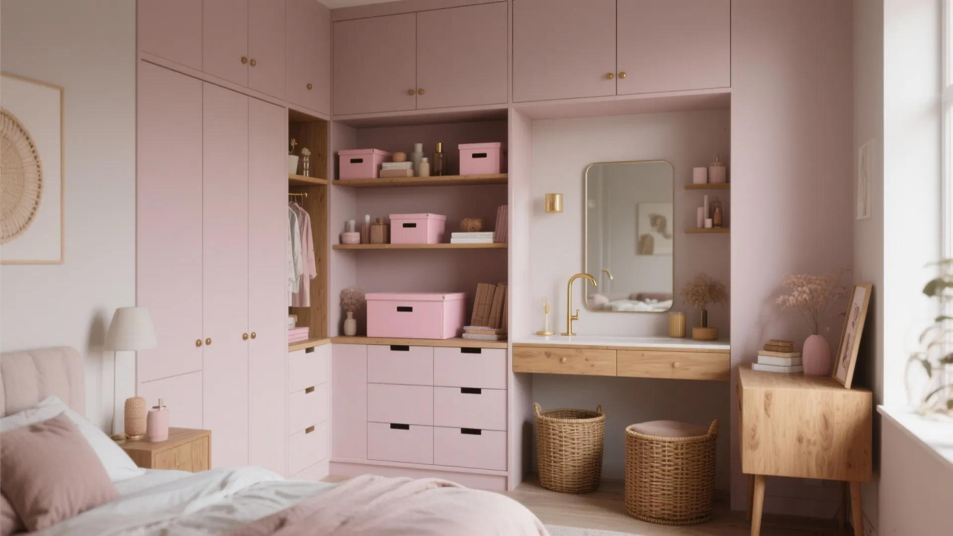4. Functional Glam: Smart Storage with Feminine Details