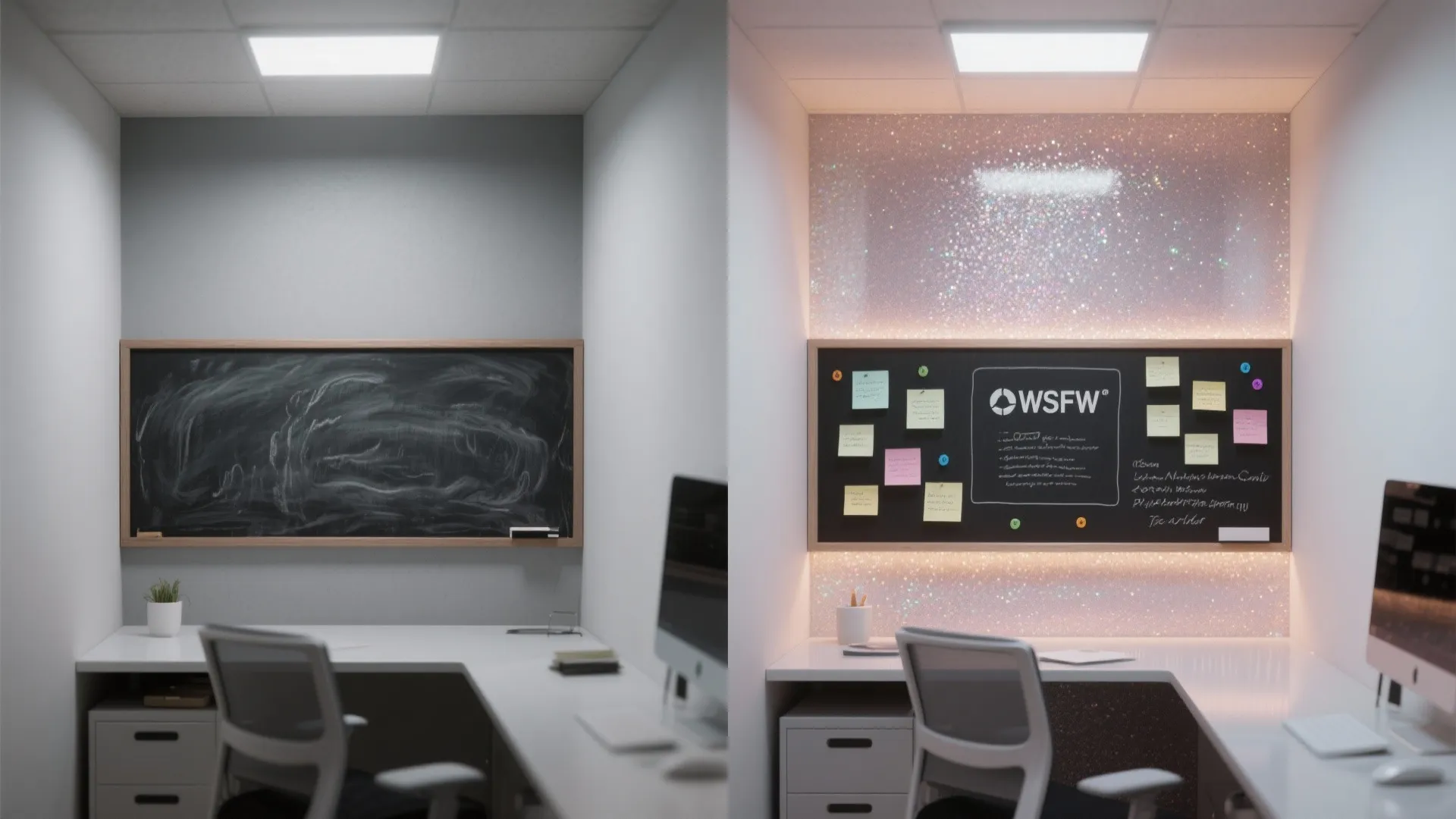 Functional glitter: magnetic or chalkboard base