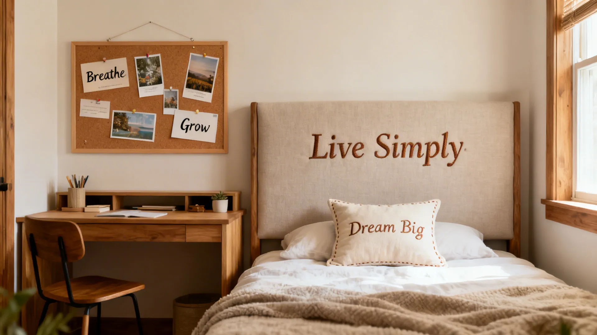 5) Functional quotes: headboards, corkboards, and textiles