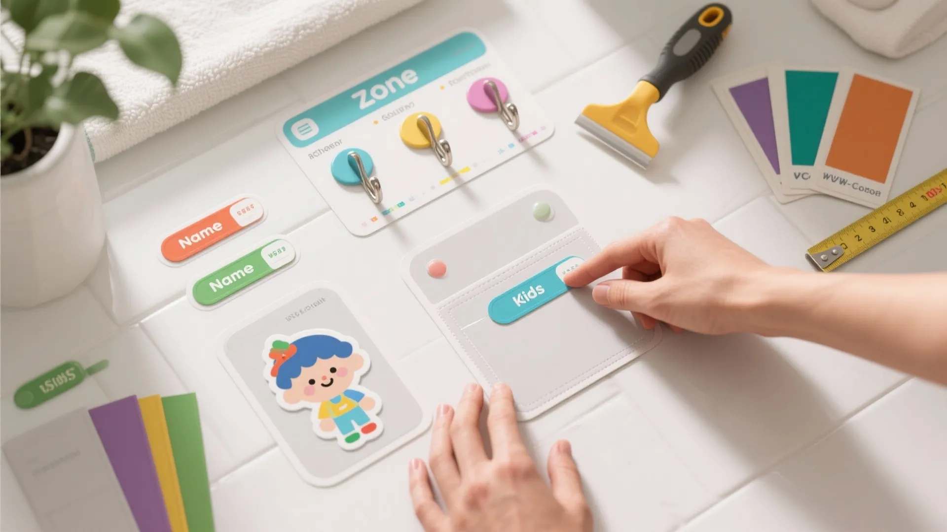 4. Functional stickers: hooks, labels and storage zones