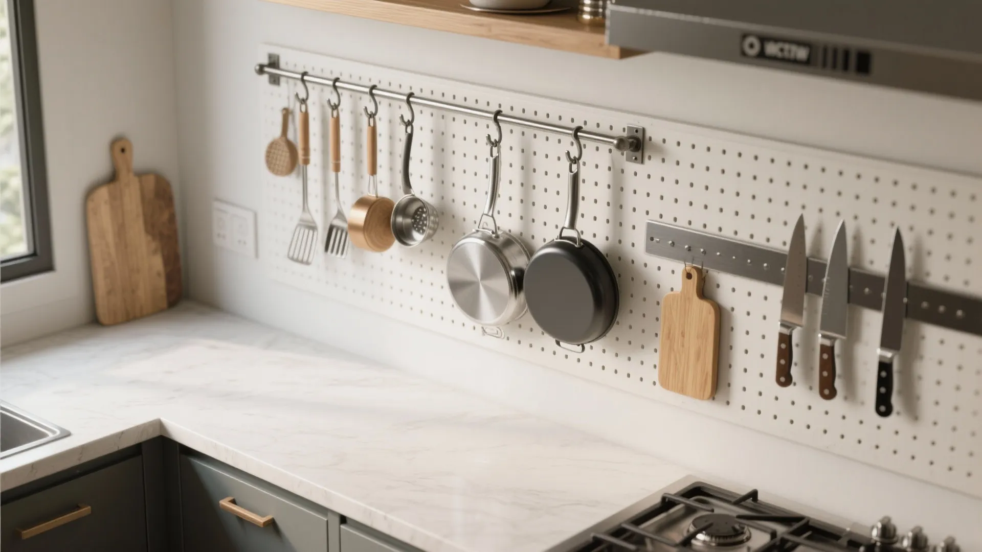4. Functional Wall: Rails, Pegboards, and Magnetic Strips