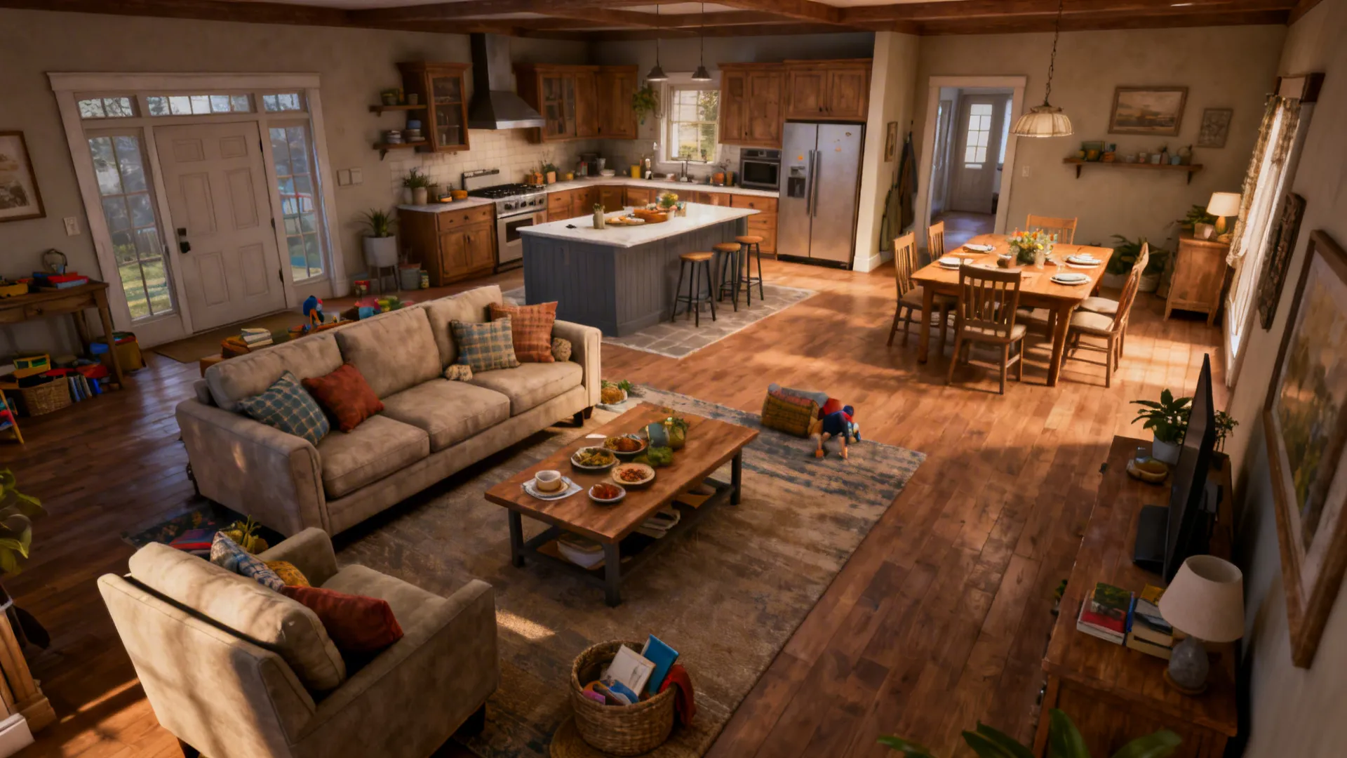 Furniture arranged to encourage conversation and clear circulation in an open-plan layout.