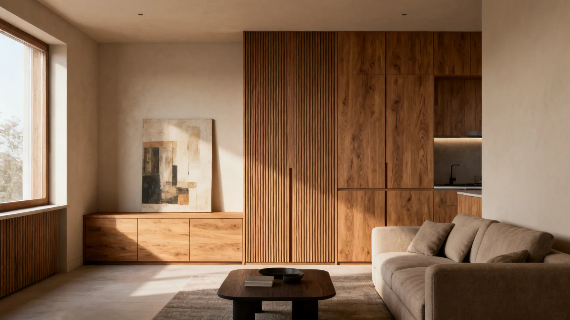 Minimal kitchen storage that looks like furniture