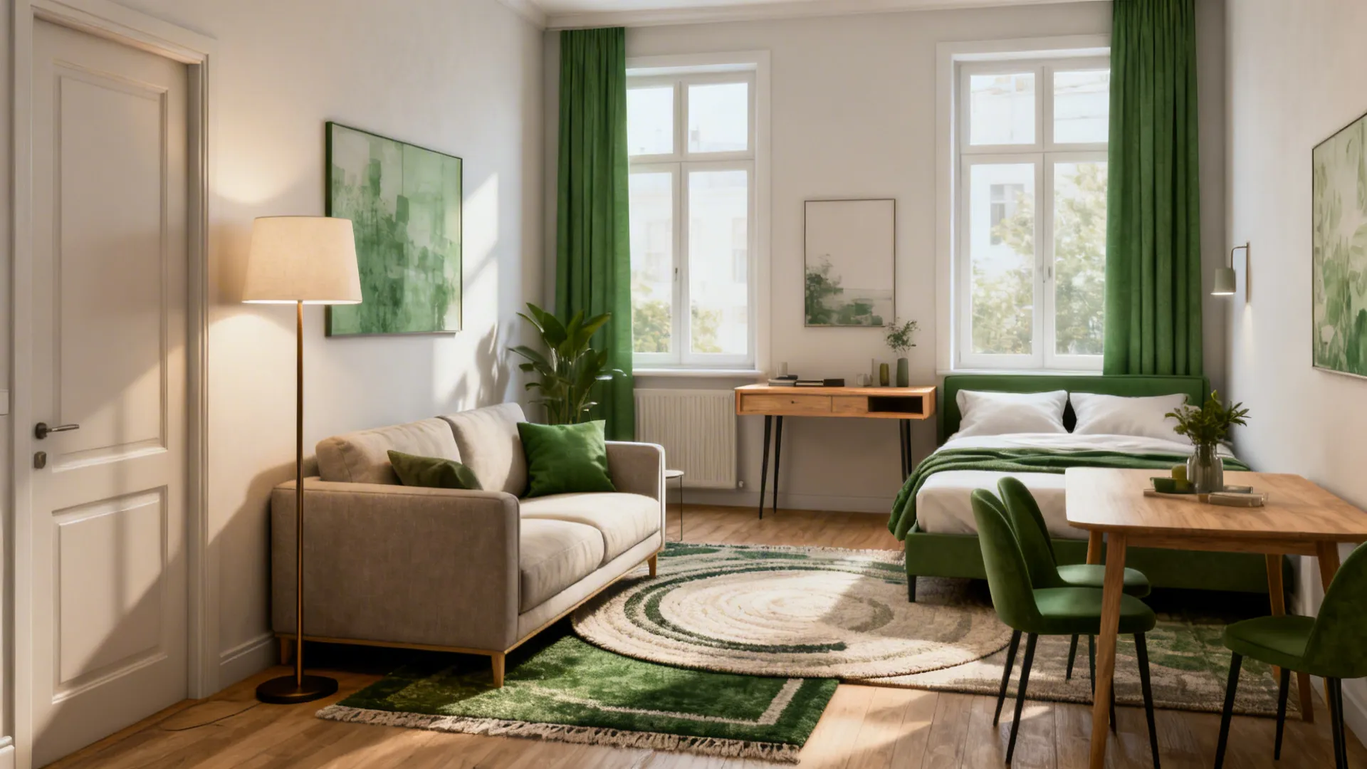 5. Furniture zoning — sofa, rugs, and consoles as invisible walls