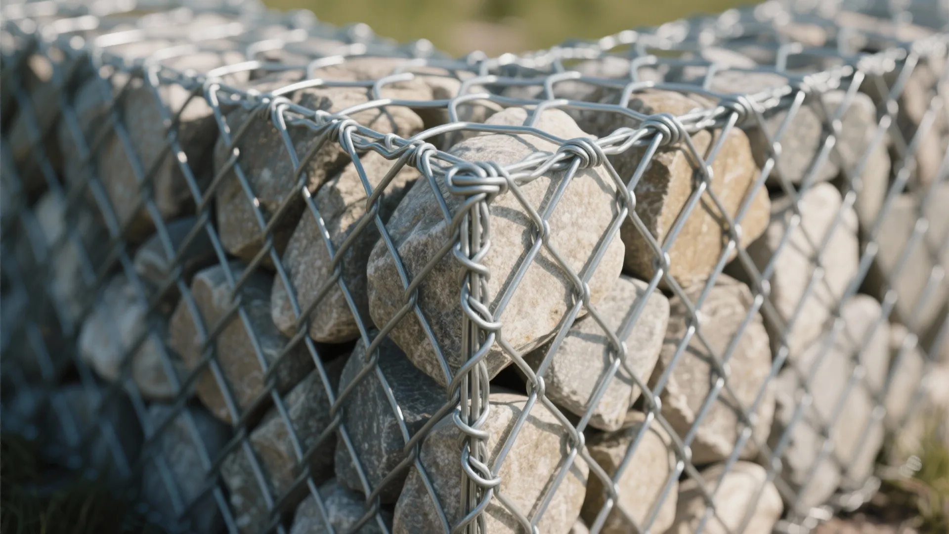 4) Gabion baskets for rugged texture and sound buffering