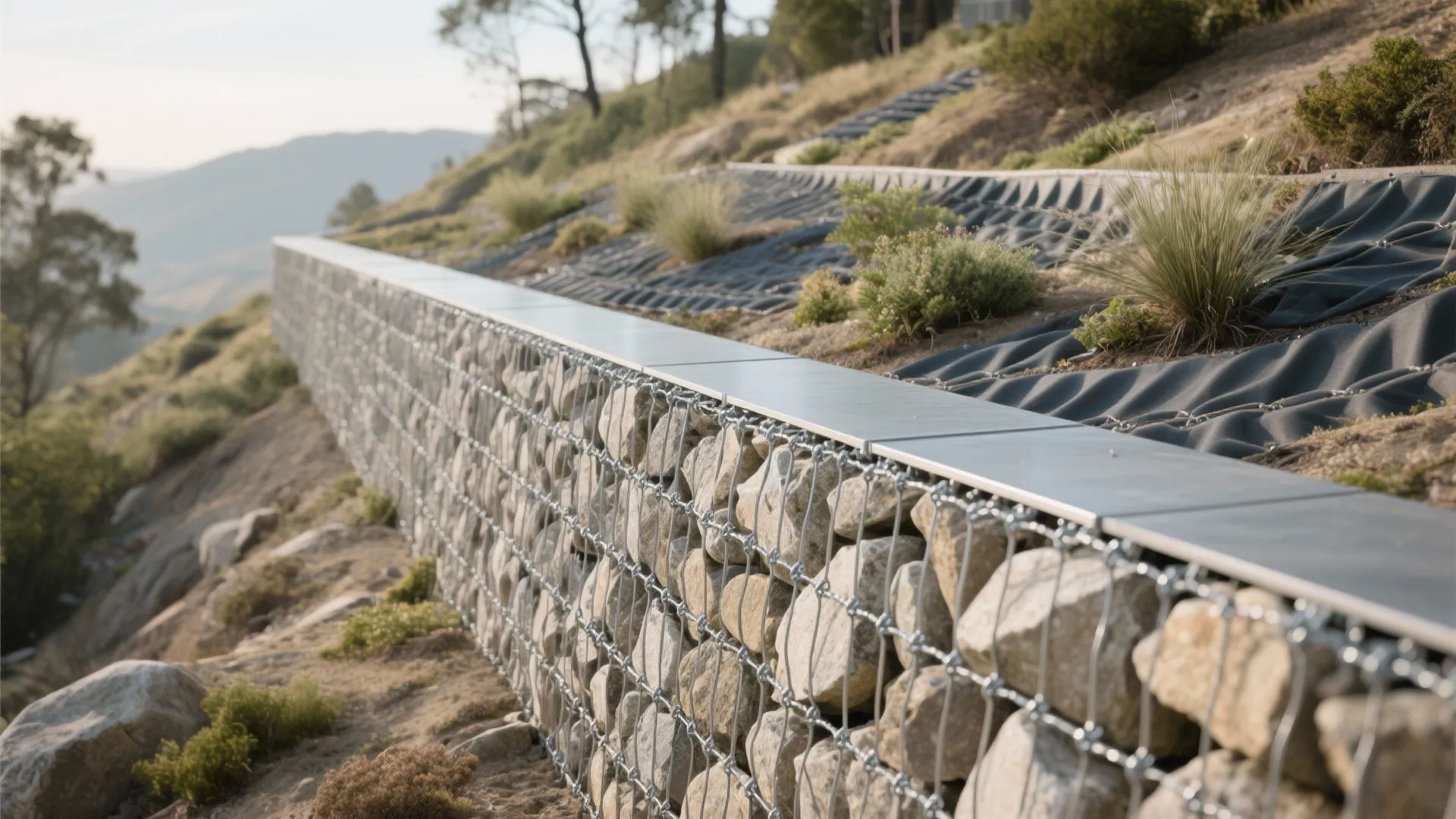Gabion Stone Wall for Texture and Sound