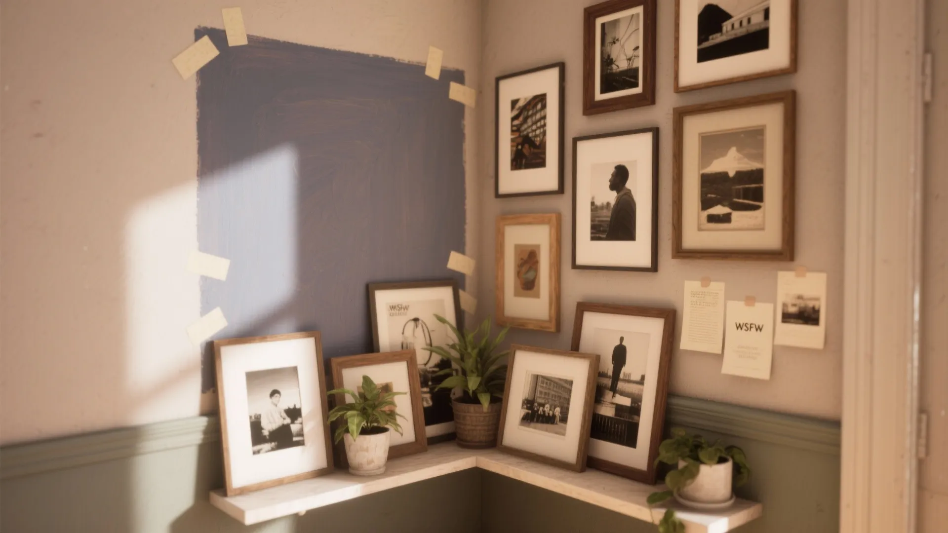 4. Mini Gallery Wall with Painted Backdrop