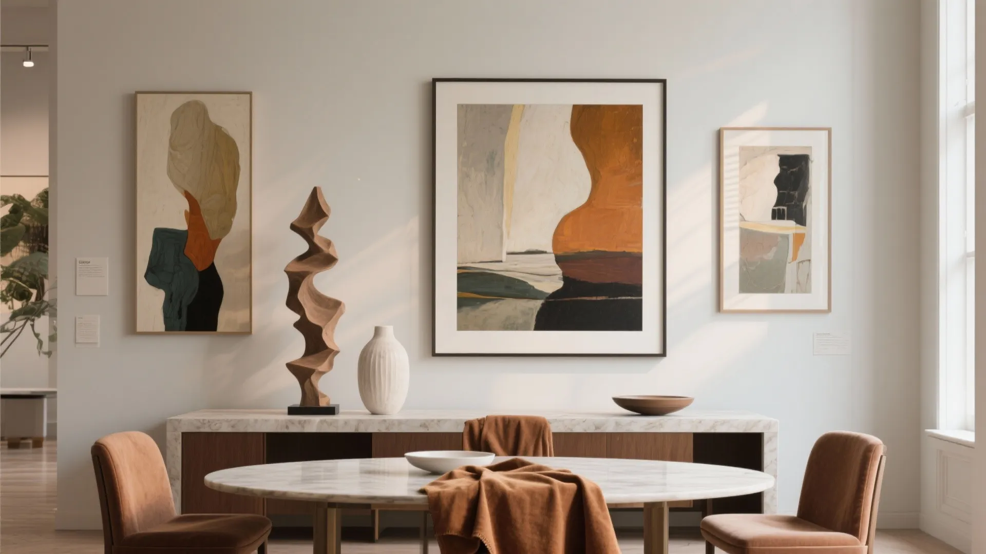 3. Gallery Wall with Two to Three Big Pieces