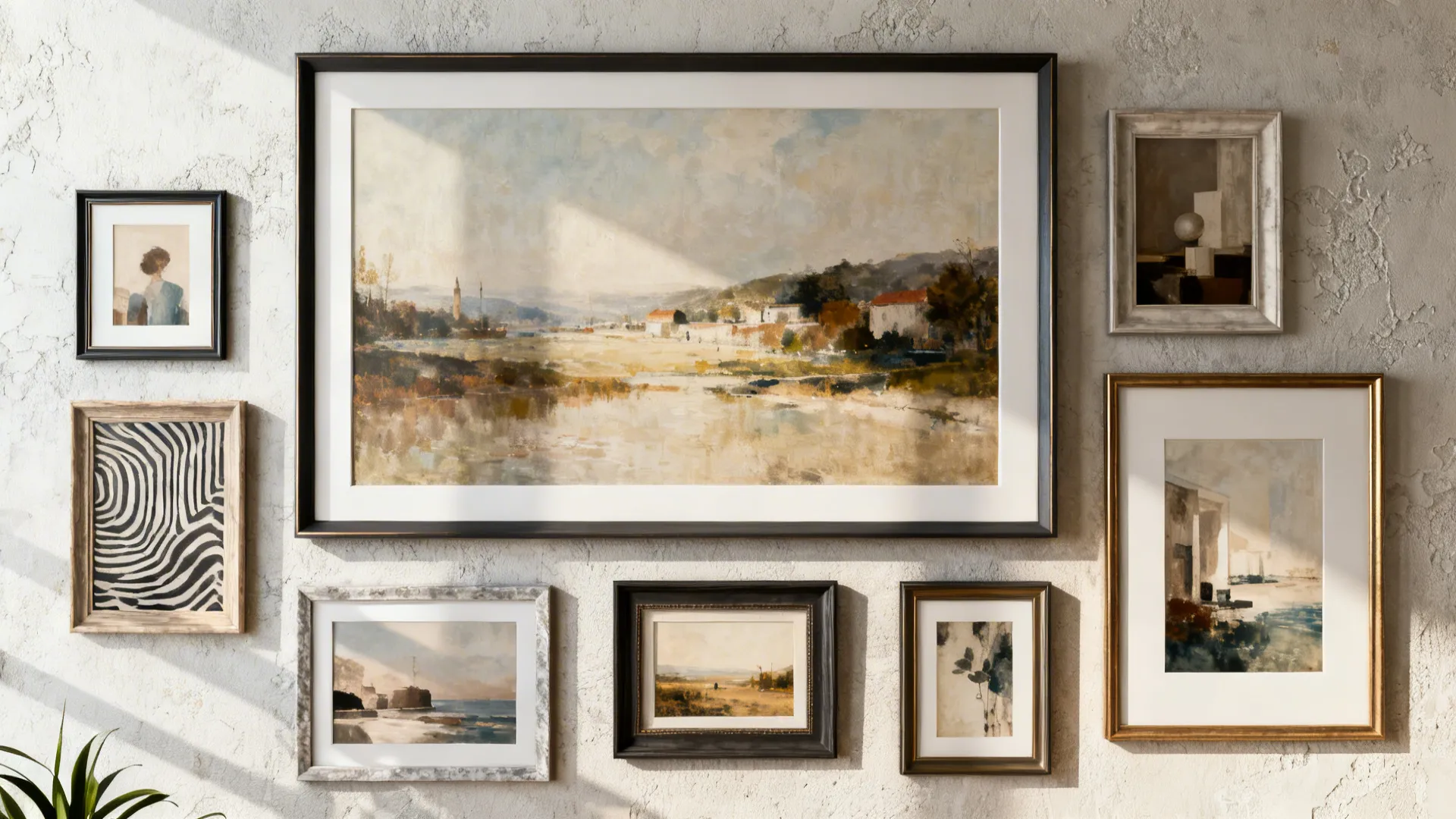 5. Gallery Wall with a Dominant Centerpiece