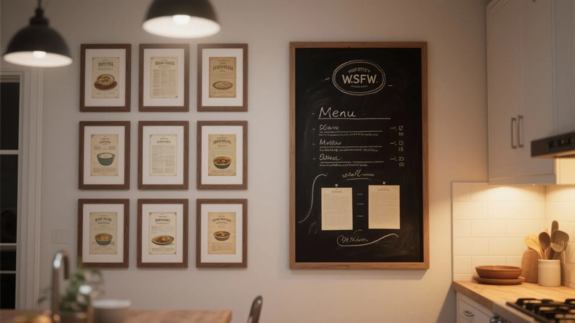4. Gallery wall or chalkboard menu