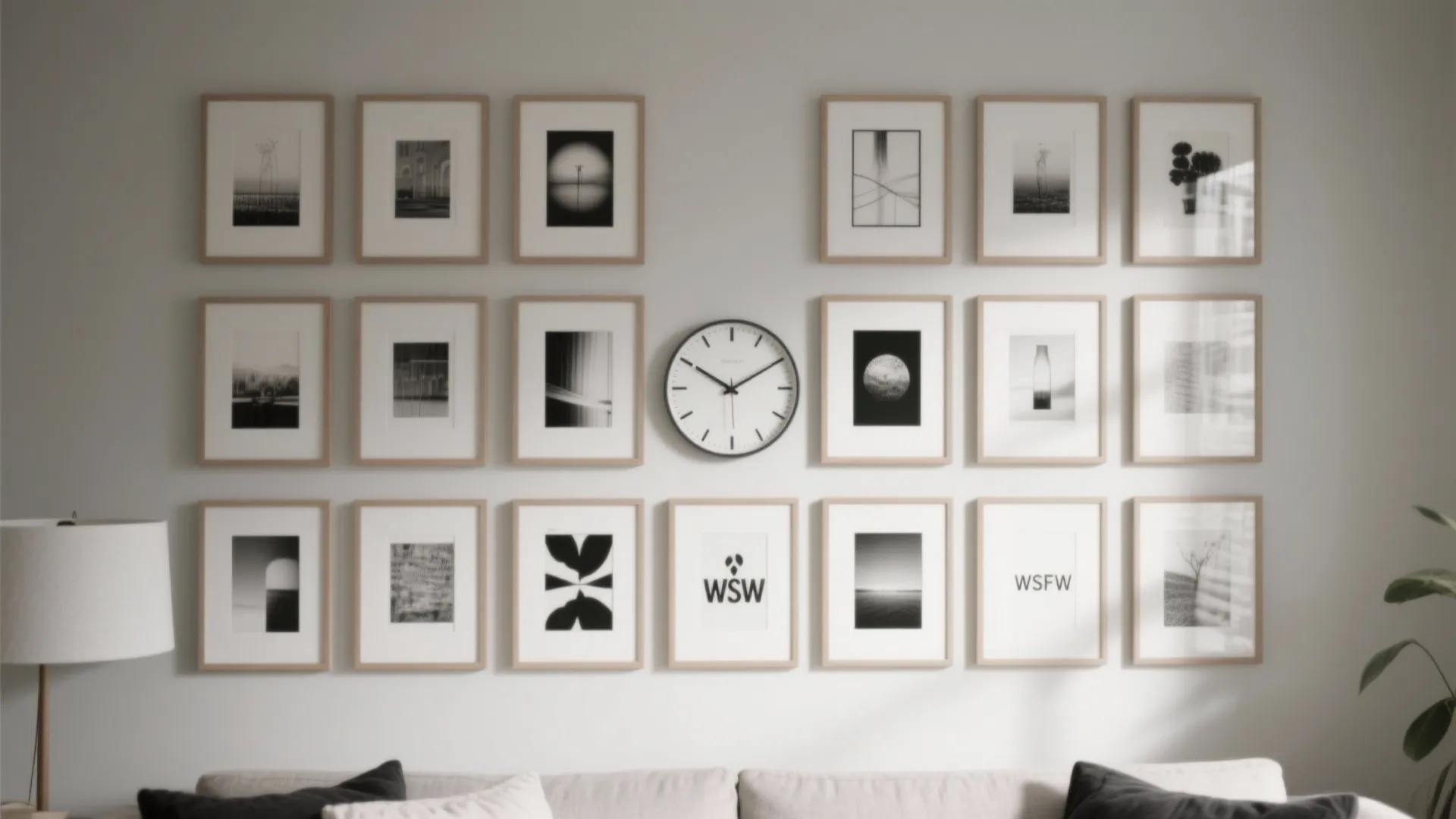 Gallery Wall Anchored by a Watch-Style Centerpiece