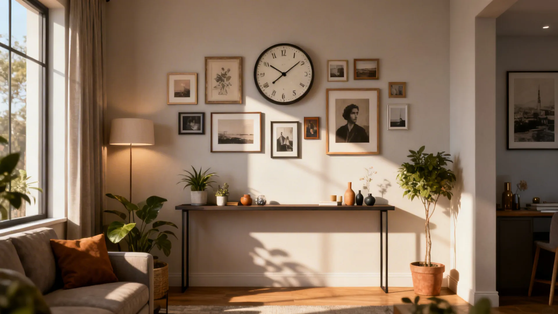 2. Gallery-wall clock centerpiece