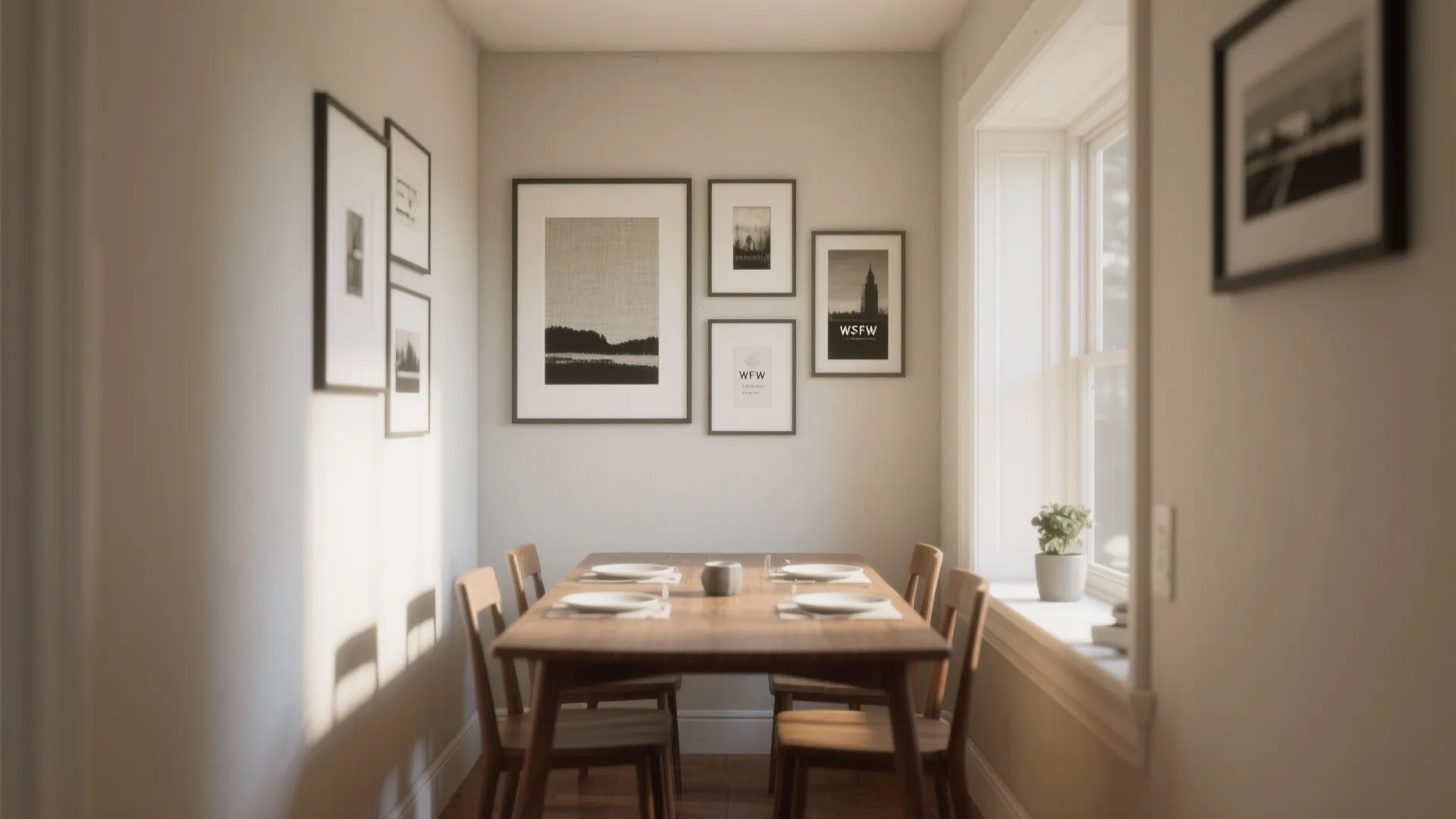 3. A small gallery cluster with mixed canvas sizes