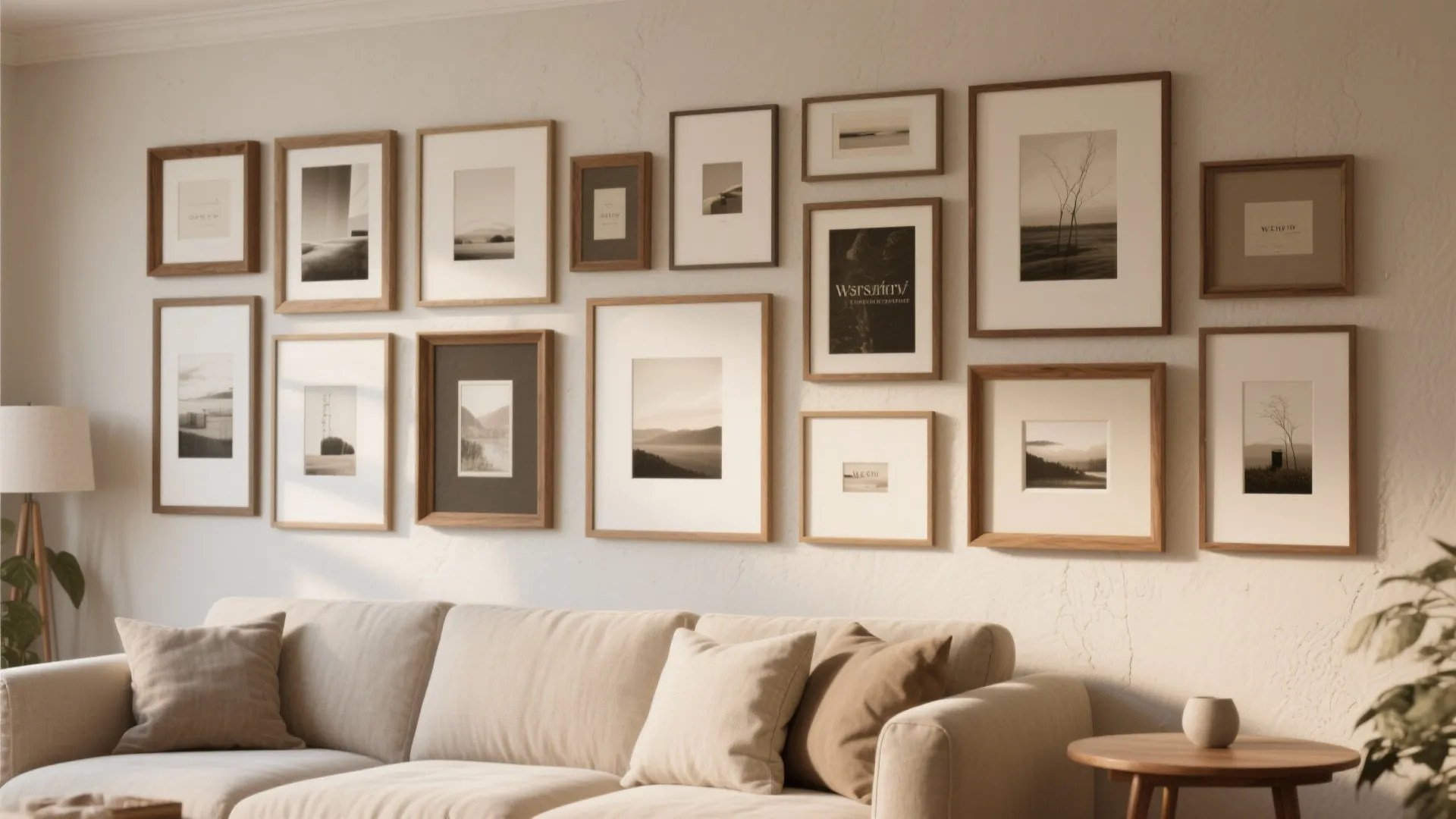 1. Gallery-style collage with mixed frames