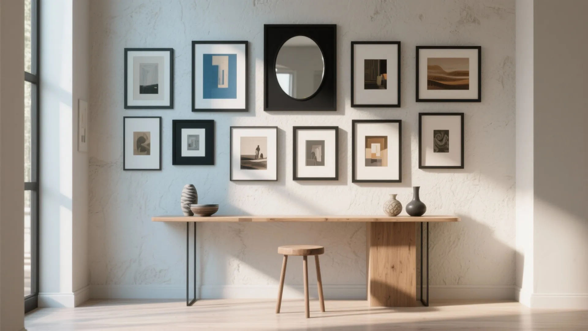 2. Build a Gallery Wall Above a Slim Console