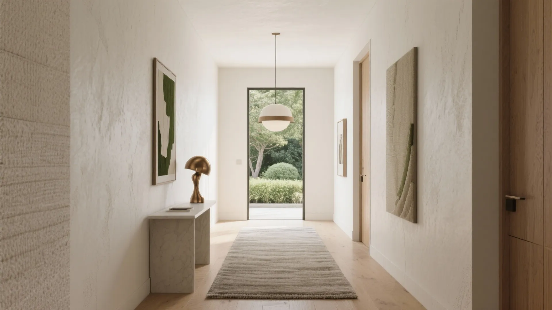 A gallery-like entry with long sightlines