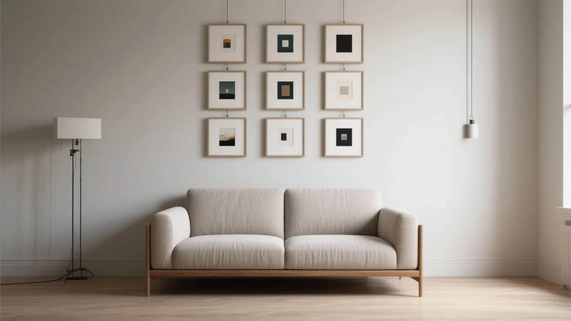2. Tight gallery grid above a sofa
