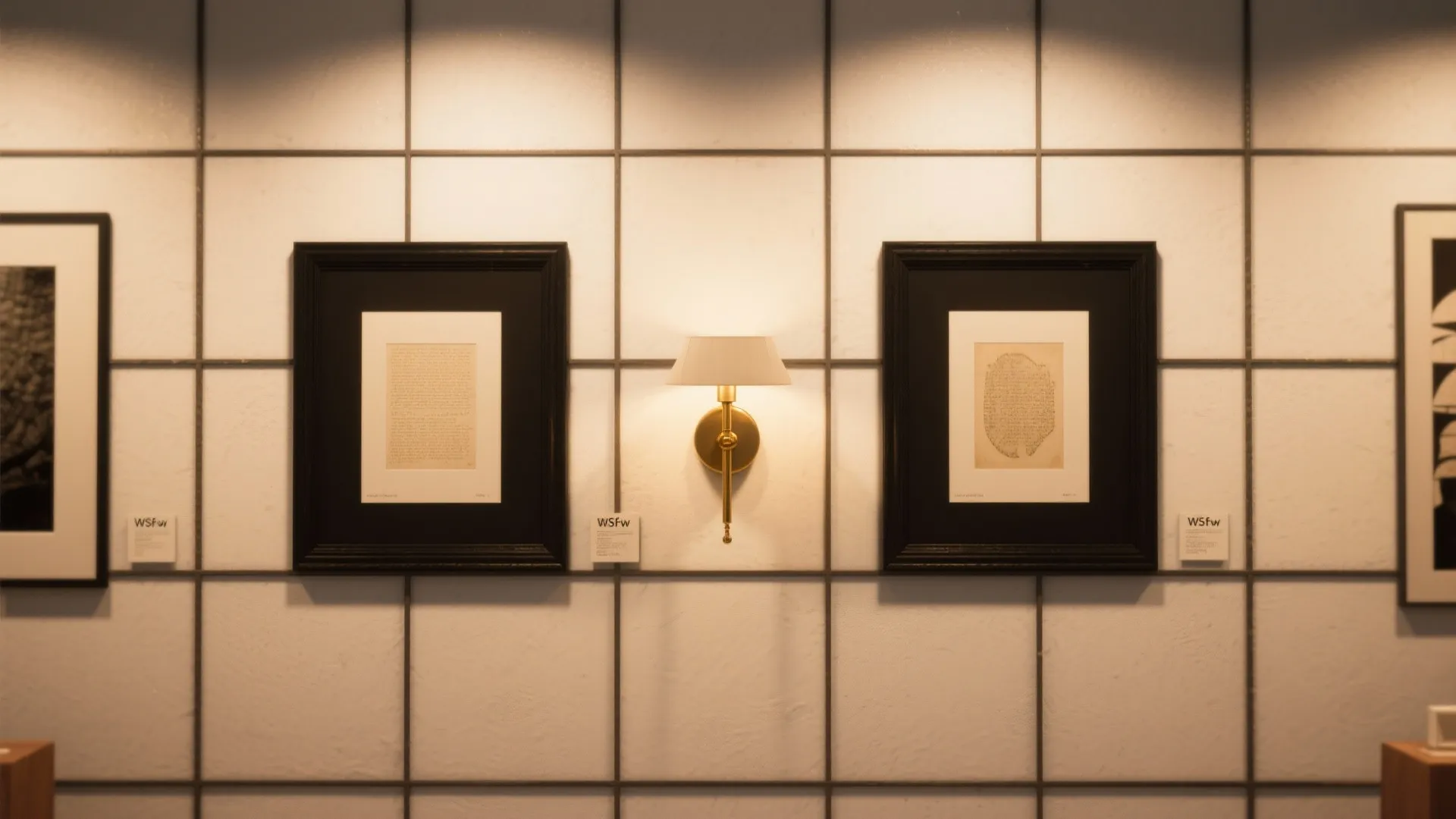 3. Gallery Grid with Sculptural Lighting