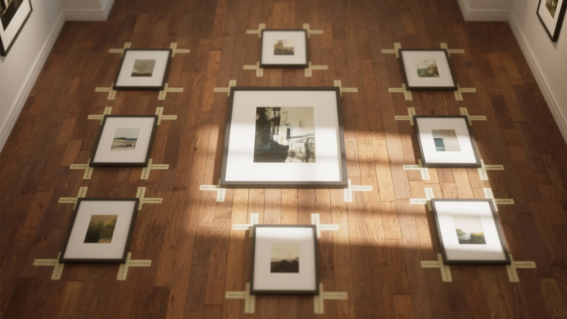 2. Layered Gallery with a Central Anchor