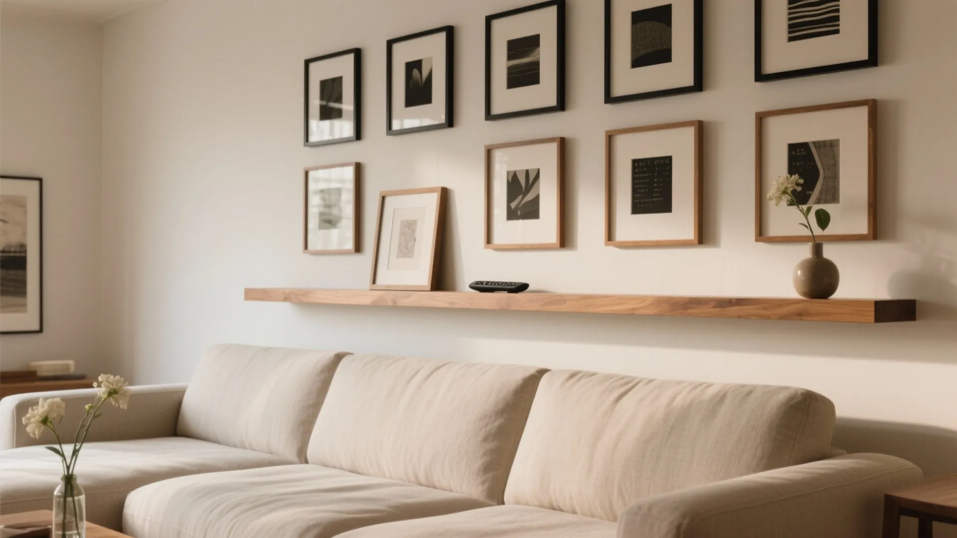 Curated Gallery Wall with a Low Ledge