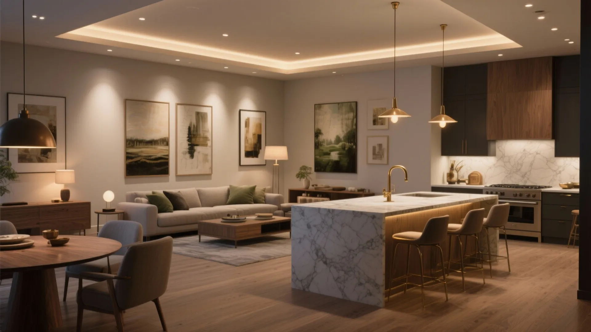 Gallery-Ready Living with Layered Lighting